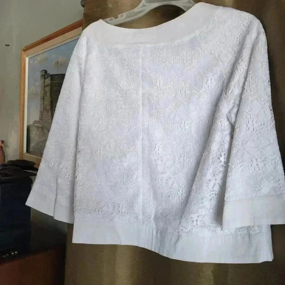 Vintage Alexander Bartlett Linen &Rayon  Jacket overlay Lace Large - Picture 7 of 10